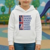 Funny British Flag Cockney Accent Days Of The Week London Kids Hoodie thumb 3