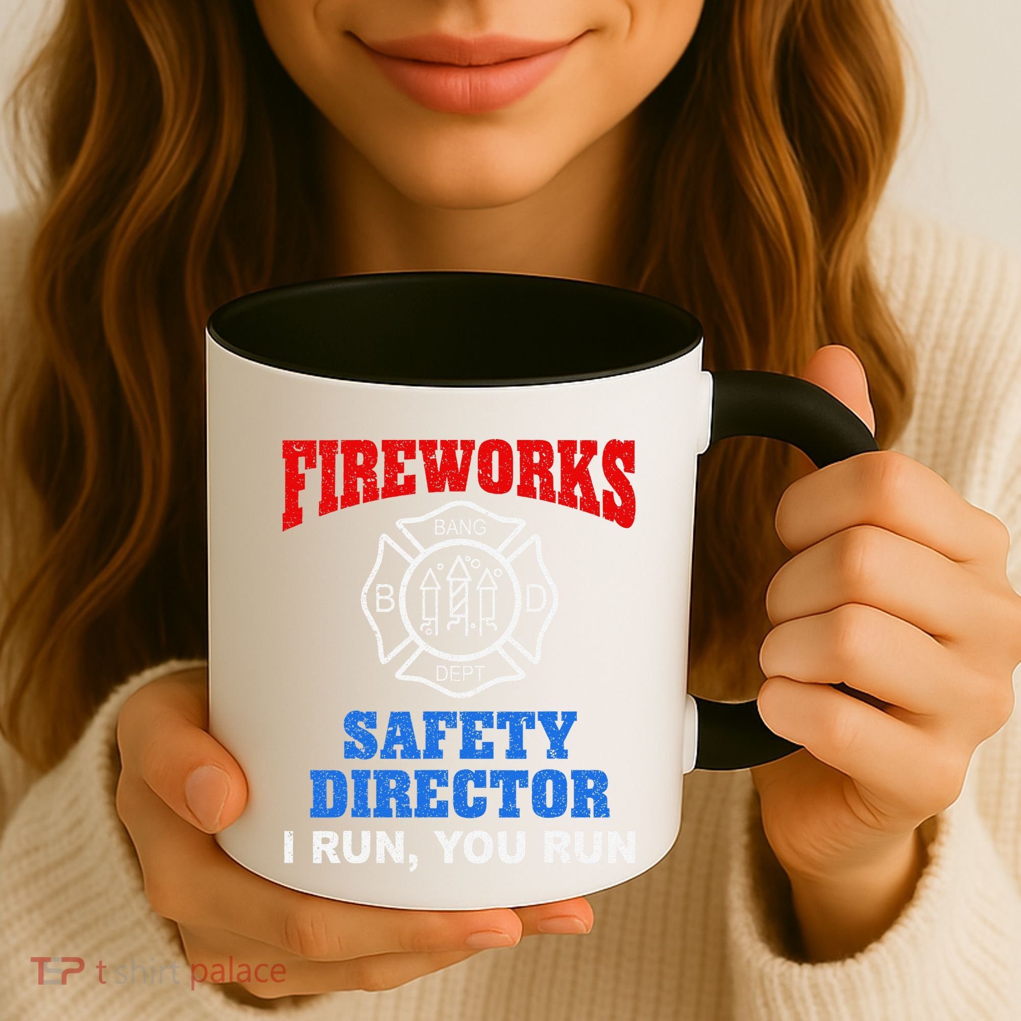 Funny Bang Firecracker Firework Safety Director I Run You Run Coffee Mug
