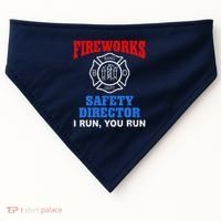 Funny Bang Firecracker Firework Safety Director I Run You Run USA-Made Doggie Bandana thumb 0