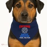Funny Bang Firecracker Firework Safety Director I Run You Run USA-Made Doggie Bandana thumb 1