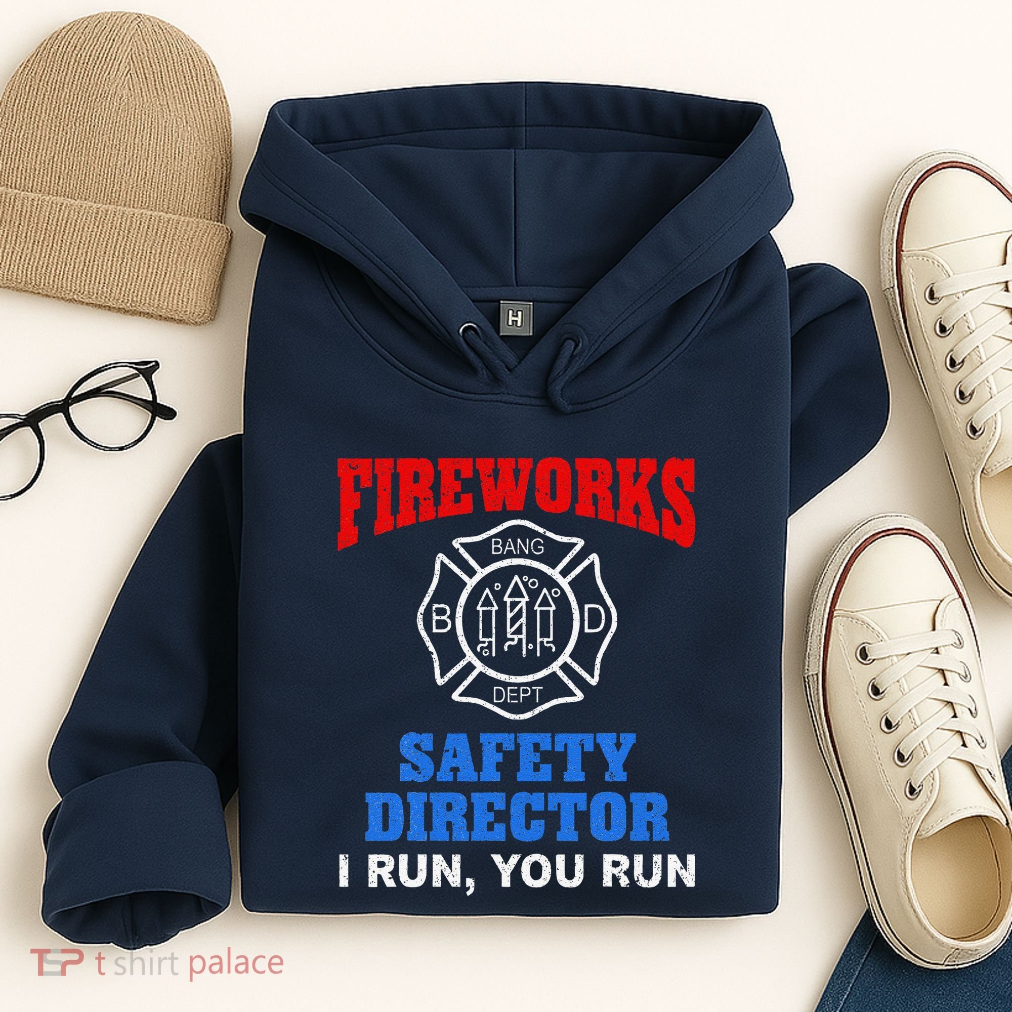 Funny Bang Firecracker Firework Safety Director I Run You Run Hoodie