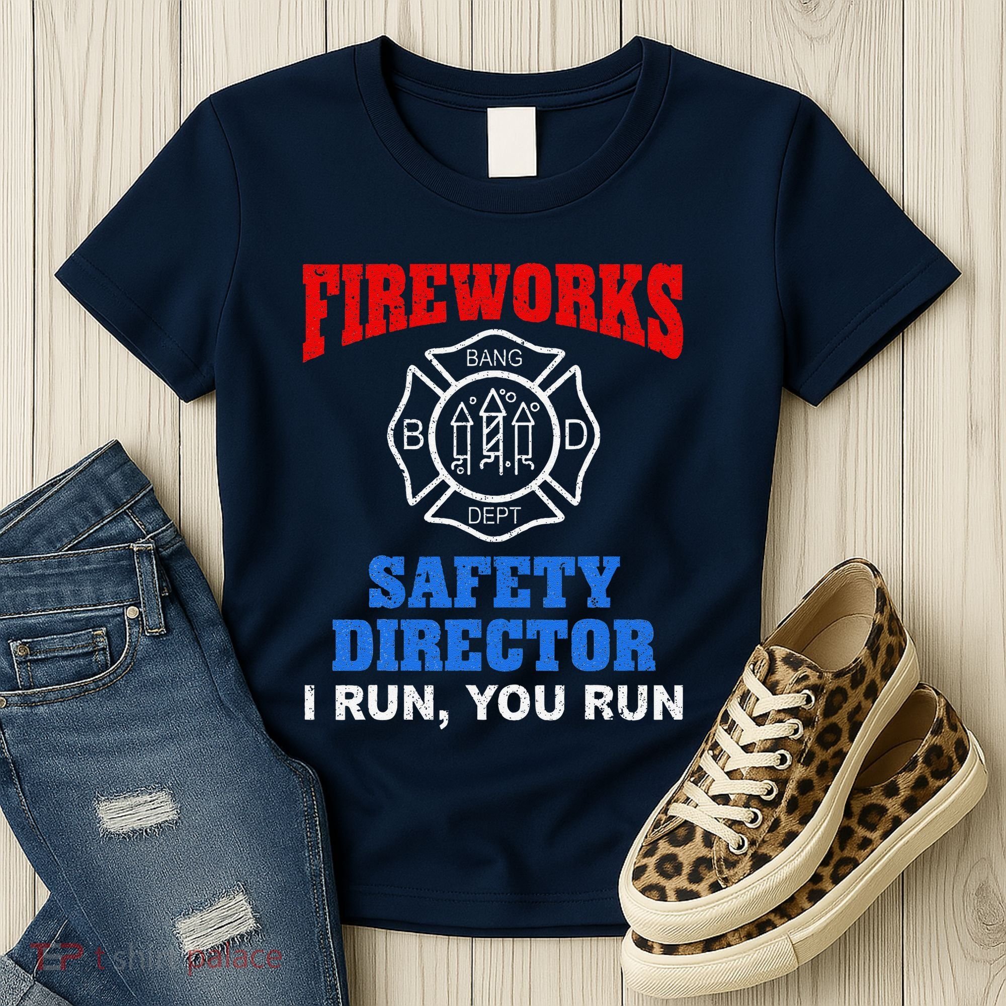 Funny Bang Firecracker Firework Safety Director I Run You Run Women's T-Shirt