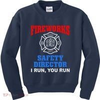 Funny Bang Firecracker Firework Safety Director I Run You Run Kids Sweatshirt thumb 0