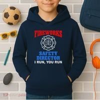 Funny Bang Firecracker Firework Safety Director I Run You Run Kids Hoodie thumb 2