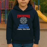 Funny Bang Firecracker Firework Safety Director I Run You Run Kids Hoodie thumb 3