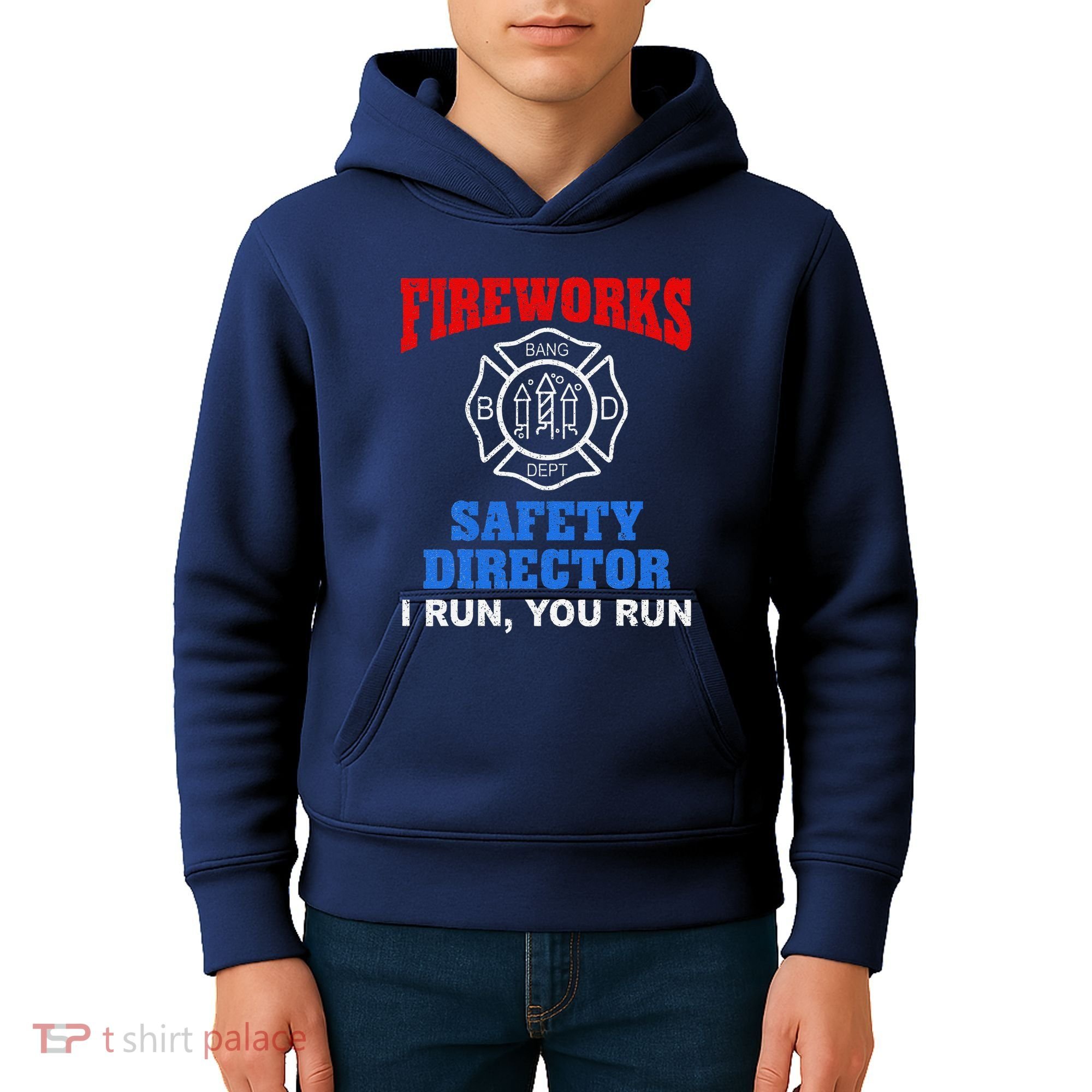 Funny Bang Firecracker Firework Safety Director I Run You Run Kids Hoodie