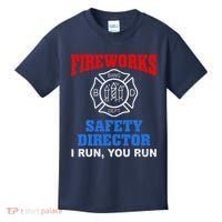 Funny Bang Firecracker Firework Safety Director I Run You Run Kids T-Shirt thumb 0