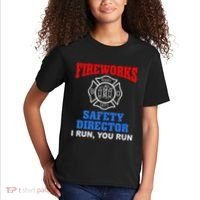 Funny Bang Firecracker Firework Safety Director I Run You Run Kids T-Shirt thumb 2