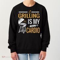 Funny BBQ Grill Chef Barbecue Grilling Is My Cardio Women's Sweatshirt thumb 0