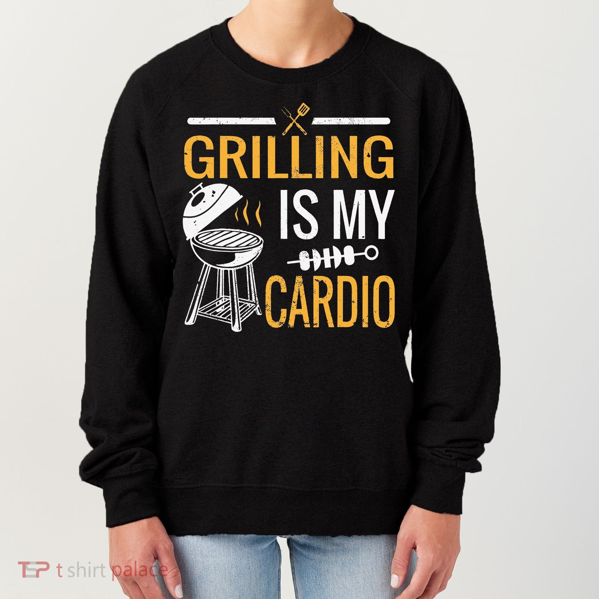 Funny BBQ Grill Chef Barbecue Grilling Is My Cardio Women's Sweatshirt