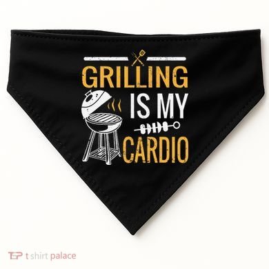Funny BBQ Grill Chef Barbecue Grilling Is My Cardio USA-Made Doggie Bandana