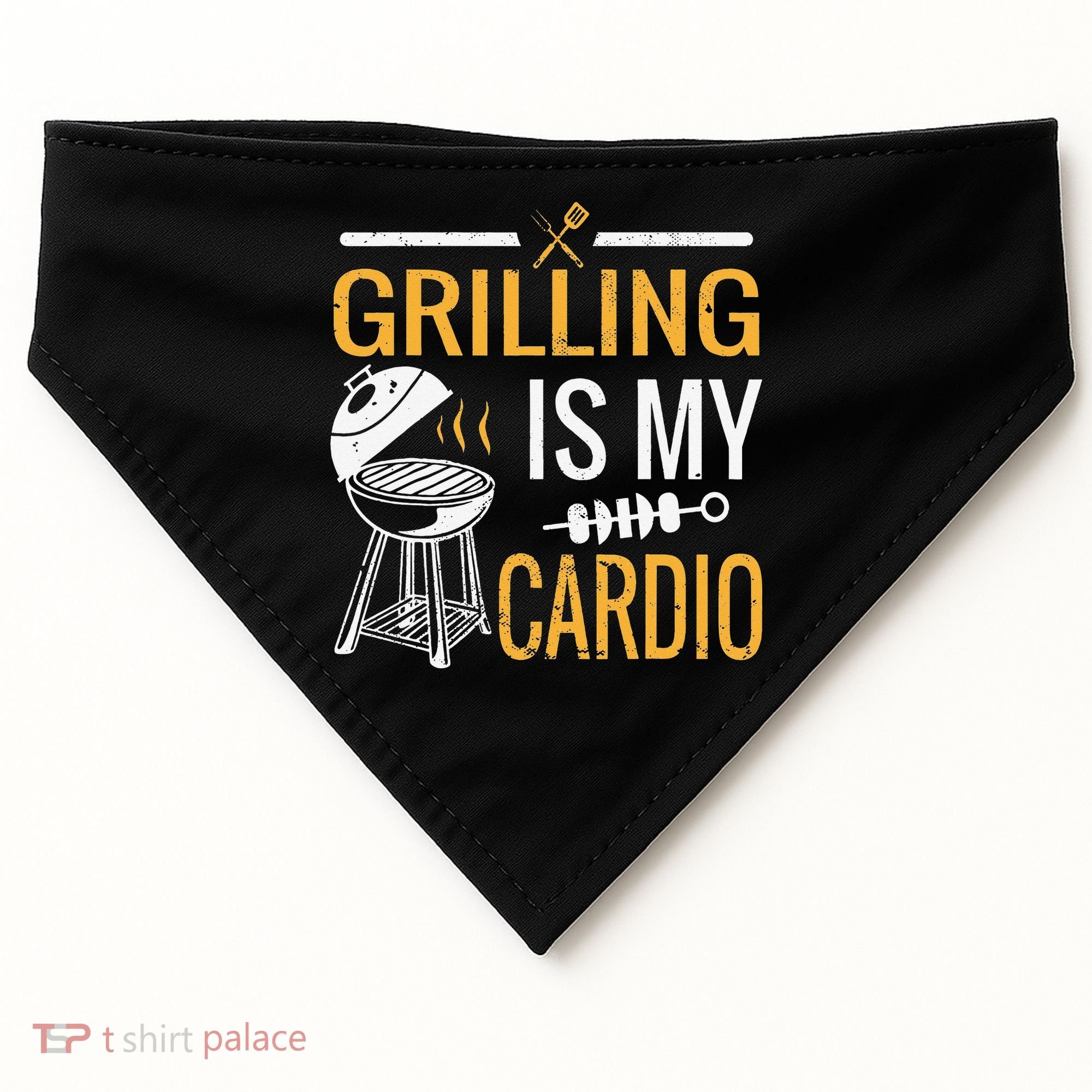 Funny BBQ Grill Chef Barbecue Grilling Is My Cardio USA-Made Doggie Bandana