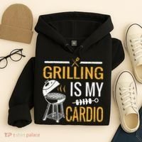 Funny BBQ Grill Chef Barbecue Grilling Is My Cardio Hoodie thumb 4