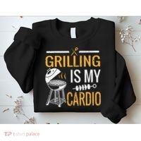 Funny BBQ Grill Chef Barbecue Grilling Is My Cardio Sweatshirt thumb 2