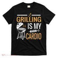 Funny BBQ Grill Chef Barbecue Grilling Is My Cardio T-Shirt thumb 0