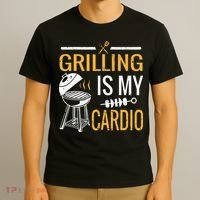 Funny BBQ Grill Chef Barbecue Grilling Is My Cardio T-Shirt thumb 3