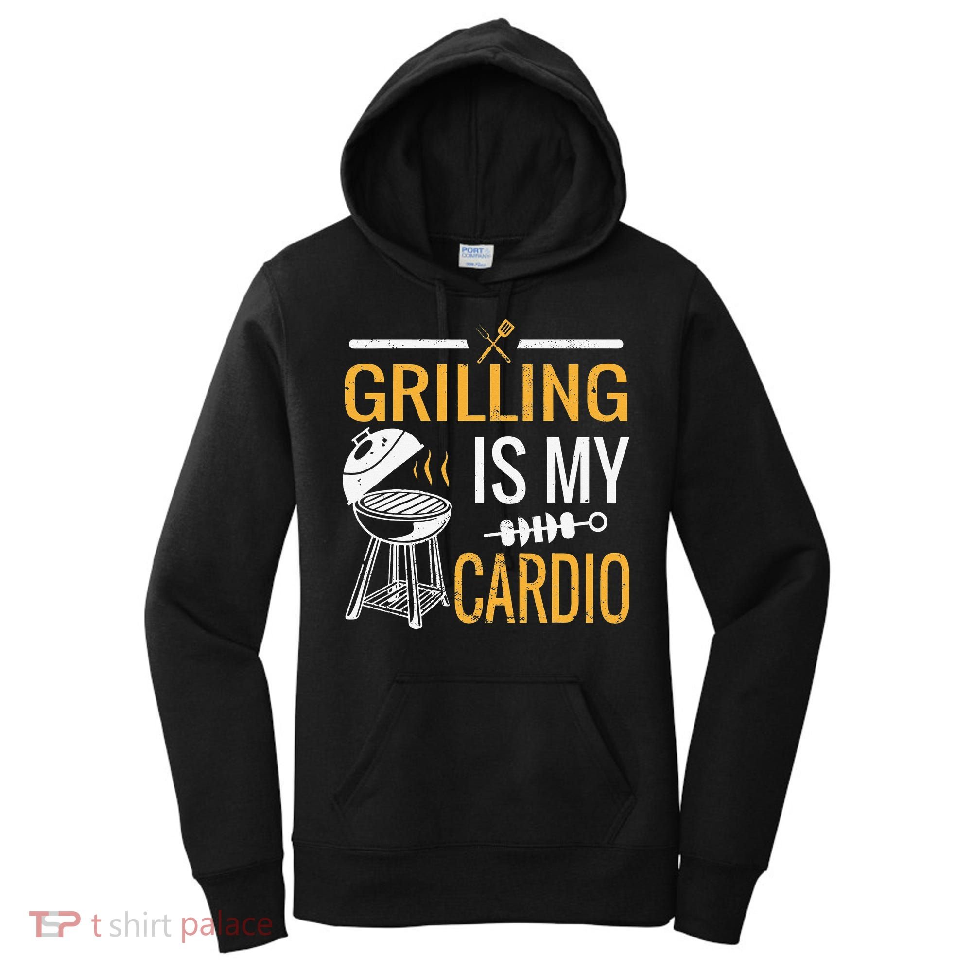 Funny BBQ Grill Chef Barbecue Grilling Is My Cardio Women's Hoodie