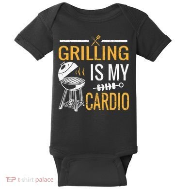 Funny BBQ Grill Chef Barbecue Grilling Is My Cardio Baby Bodysuit