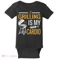 Funny BBQ Grill Chef Barbecue Grilling Is My Cardio Baby Bodysuit thumb 0