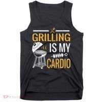 Funny BBQ Grill Chef Barbecue Grilling Is My Cardio Tank Top thumb 0