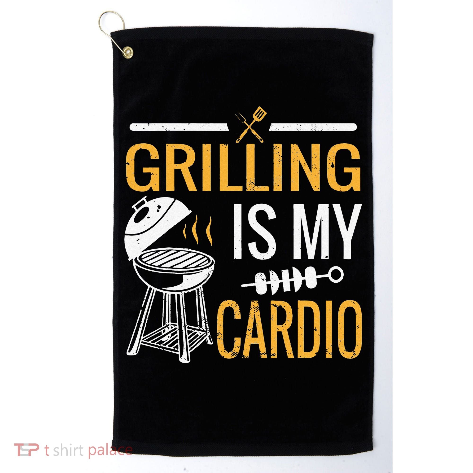Funny BBQ Grill Chef Barbecue Grilling Is My Cardio Golf Towel