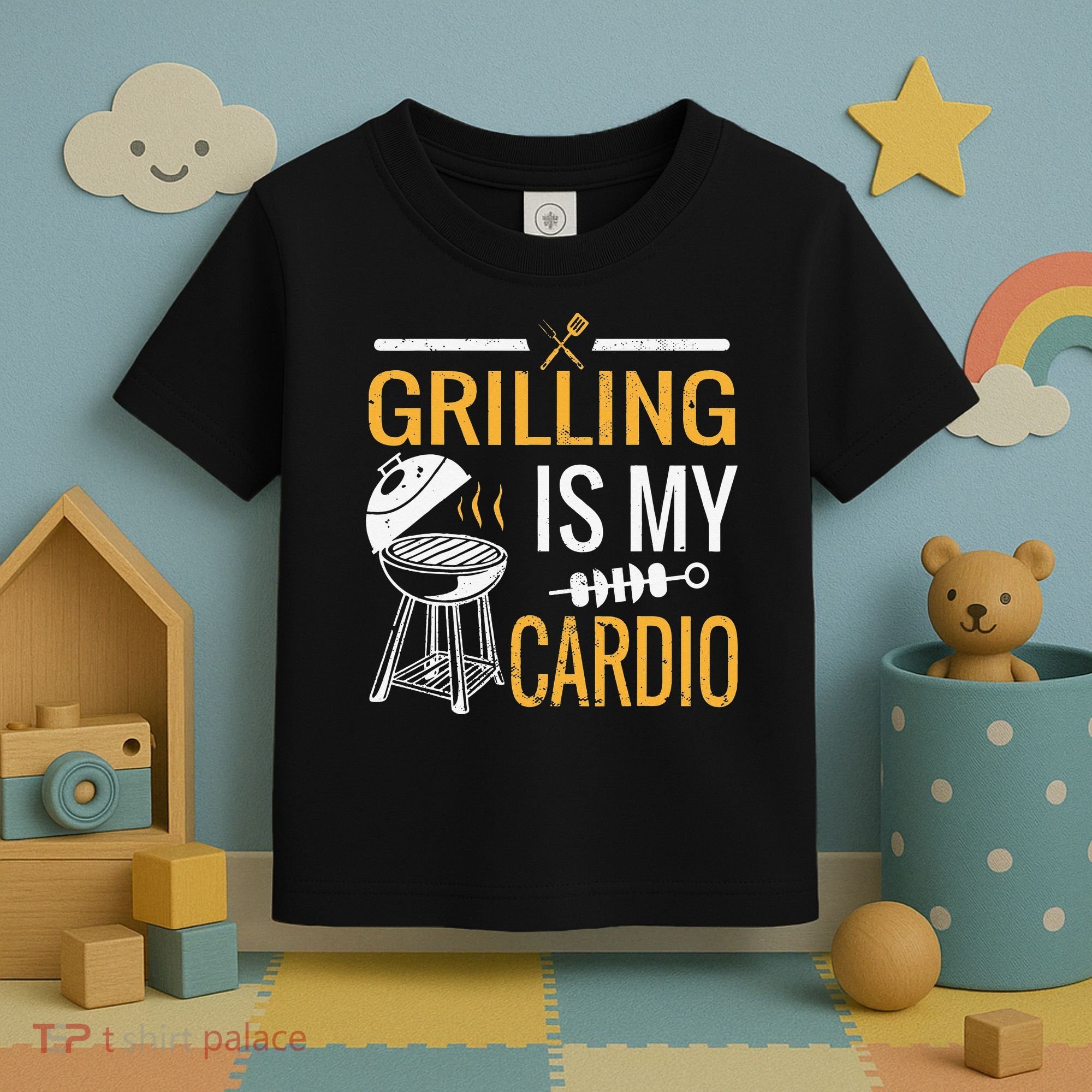 Funny BBQ Grill Chef Barbecue Grilling Is My Cardio Toddler T-Shirt