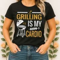 Funny BBQ Grill Chef Barbecue Grilling Is My Cardio Women's T-Shirt thumb 2