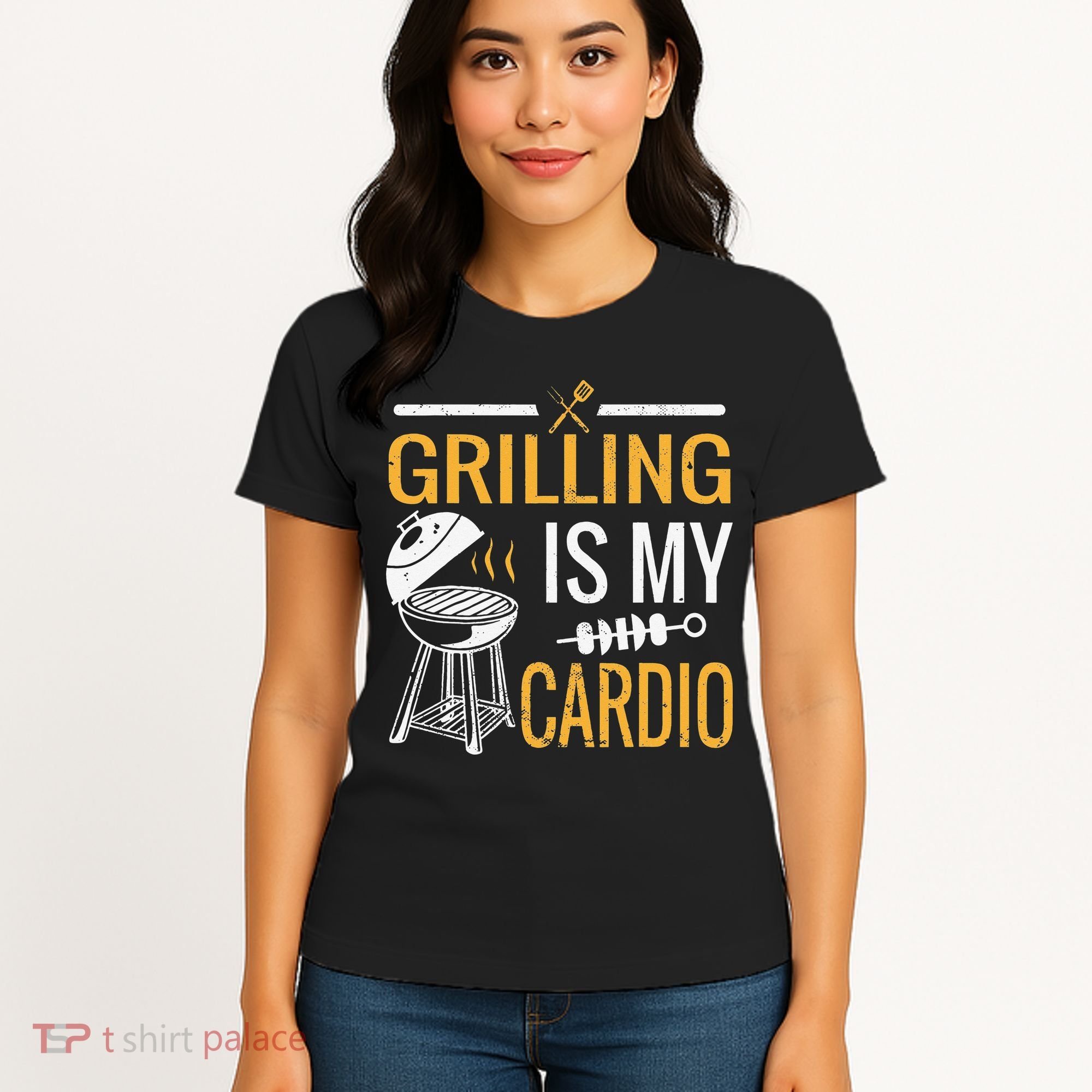 Funny BBQ Grill Chef Barbecue Grilling Is My Cardio Women's T-Shirt