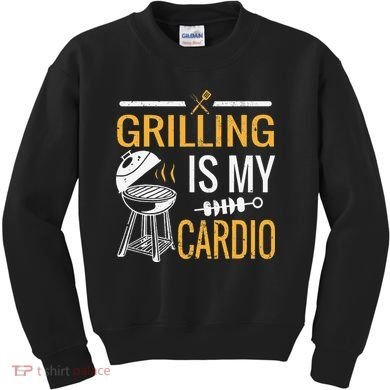 Funny BBQ Grill Chef Barbecue Grilling Is My Cardio Kids Sweatshirt