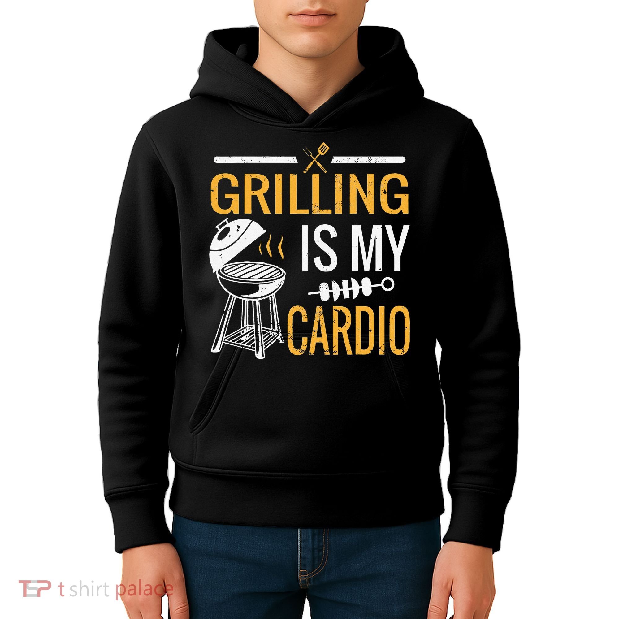 Funny BBQ Grill Chef Barbecue Grilling Is My Cardio Kids Hoodie