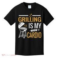 Funny BBQ Grill Chef Barbecue Grilling Is My Cardio Kids T-Shirt thumb 0