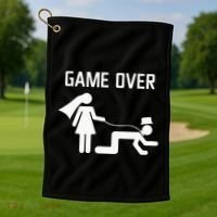 Funny Bride Groom Wedding Bachelor Bachelorette Party Golf Towel thumb 1