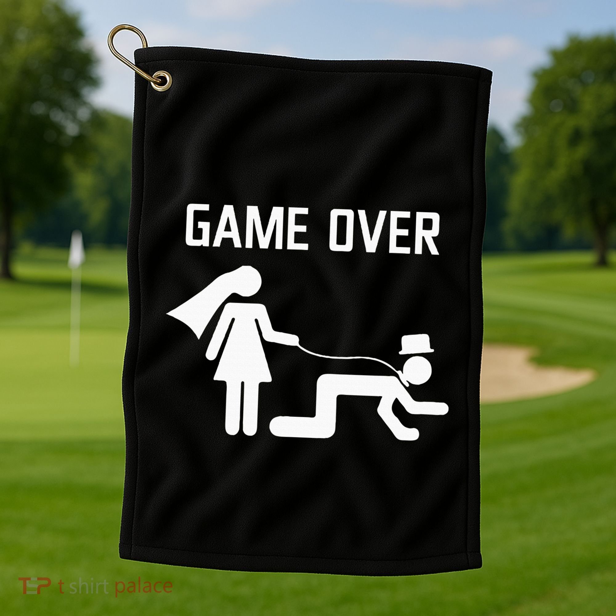 Funny Bride Groom Wedding Bachelor Bachelorette Party Golf Towel