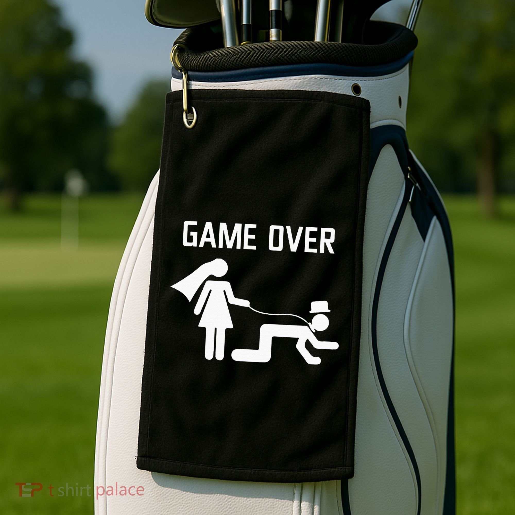 Funny Bride Groom Wedding Bachelor Bachelorette Party Golf Towel