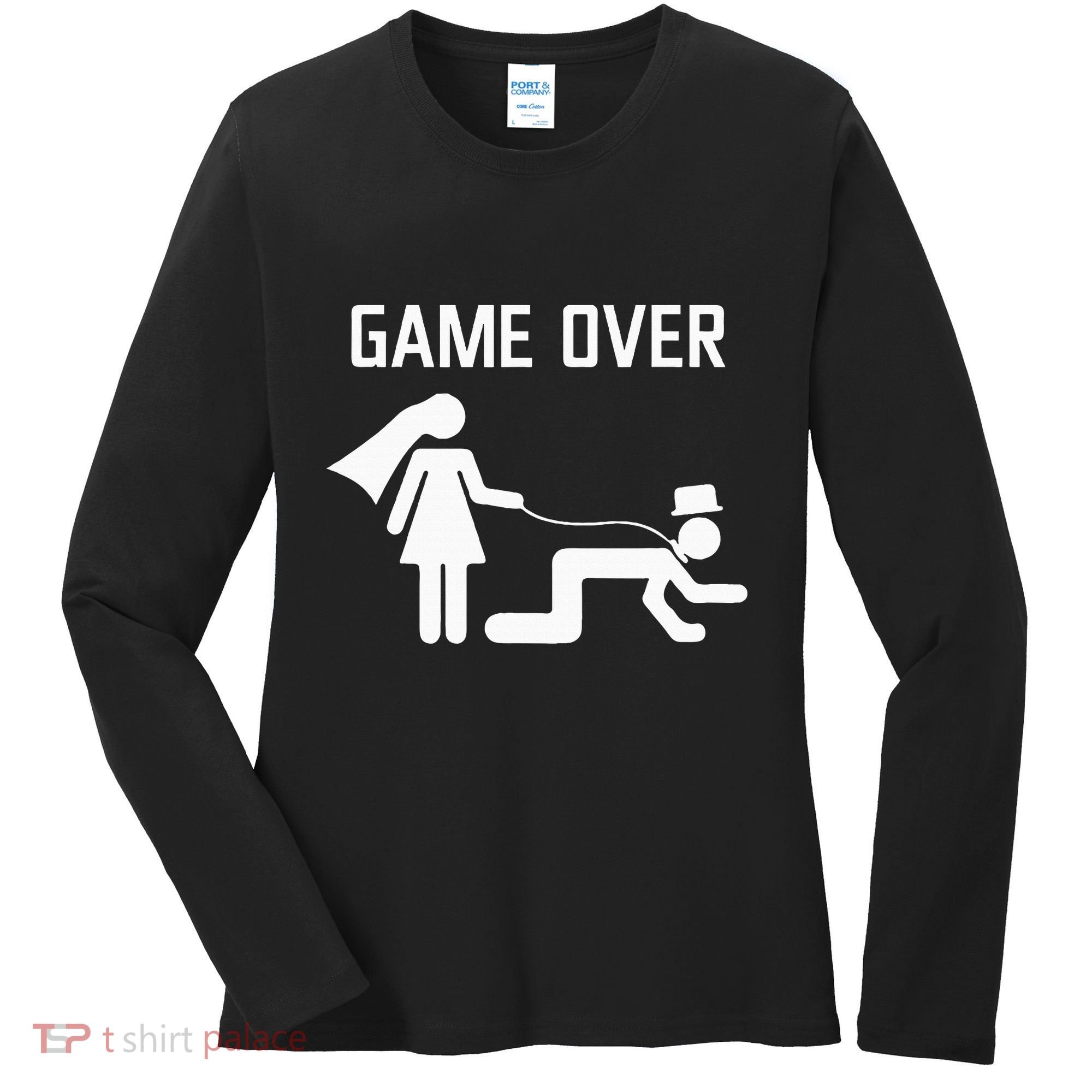 Funny Bride Groom Wedding Bachelor Bachelorette Party Women's Long Sleeve Shirt