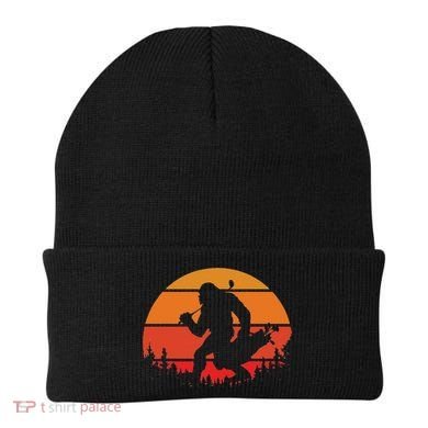 Funny Bigfoot Golf Retro Sasquatch Playing Golf Beanie