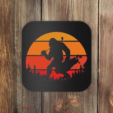 Funny Bigfoot Golf Retro Sasquatch Playing Golf Coaster