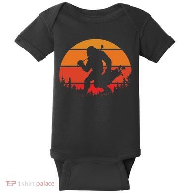 Funny Bigfoot Golf Retro Sasquatch Playing Golf Baby Bodysuit