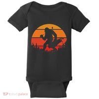 Funny Bigfoot Golf Retro Sasquatch Playing Golf Baby Bodysuit thumb 0