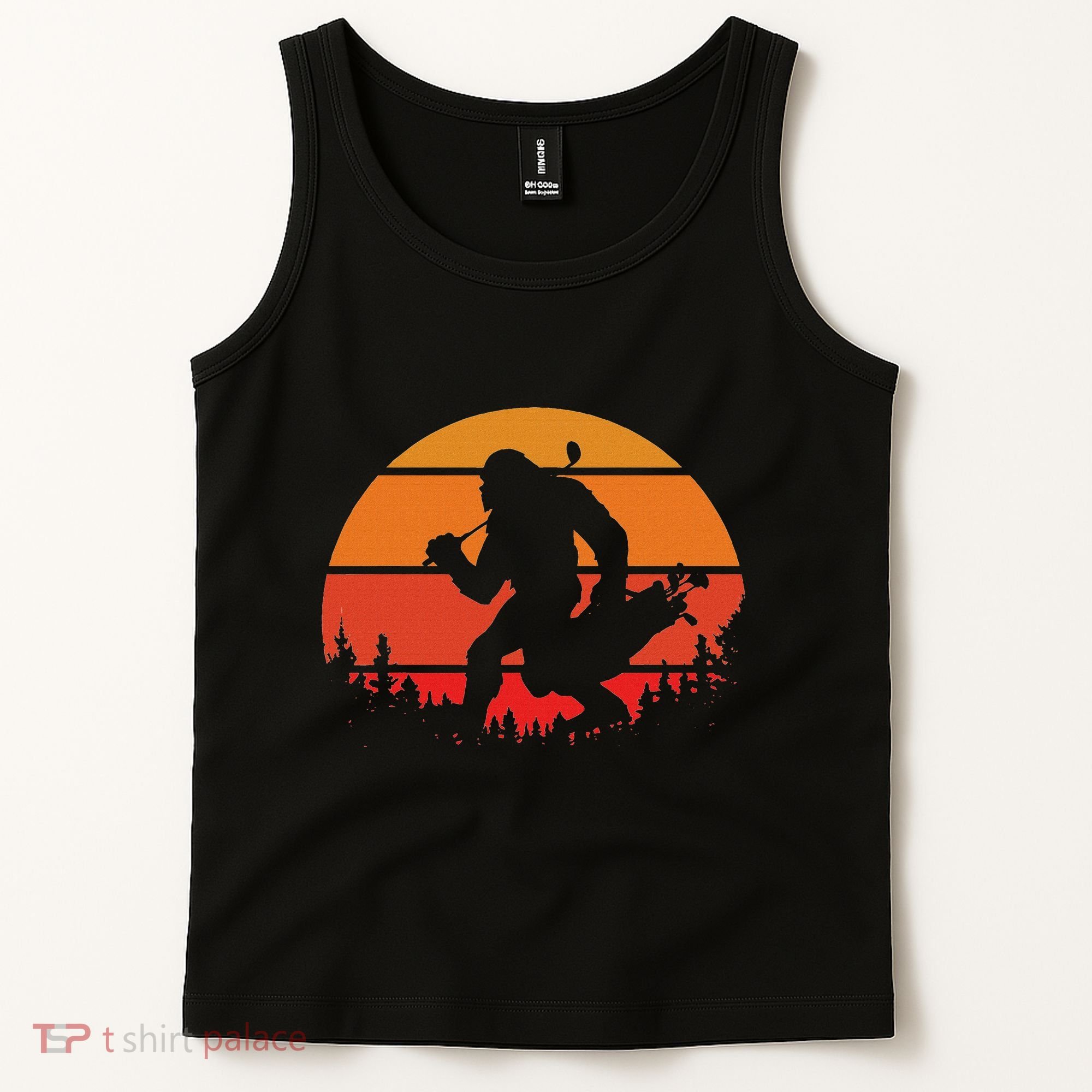 Funny Bigfoot Golf Retro Sasquatch Playing Golf Tank Top