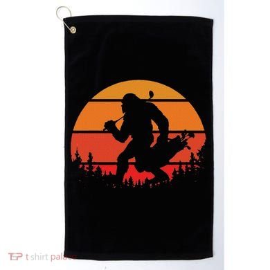Funny Bigfoot Golf Retro Sasquatch Playing Golf Golf Towel
