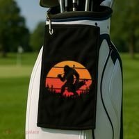 Funny Bigfoot Golf Retro Sasquatch Playing Golf Golf Towel thumb 2
