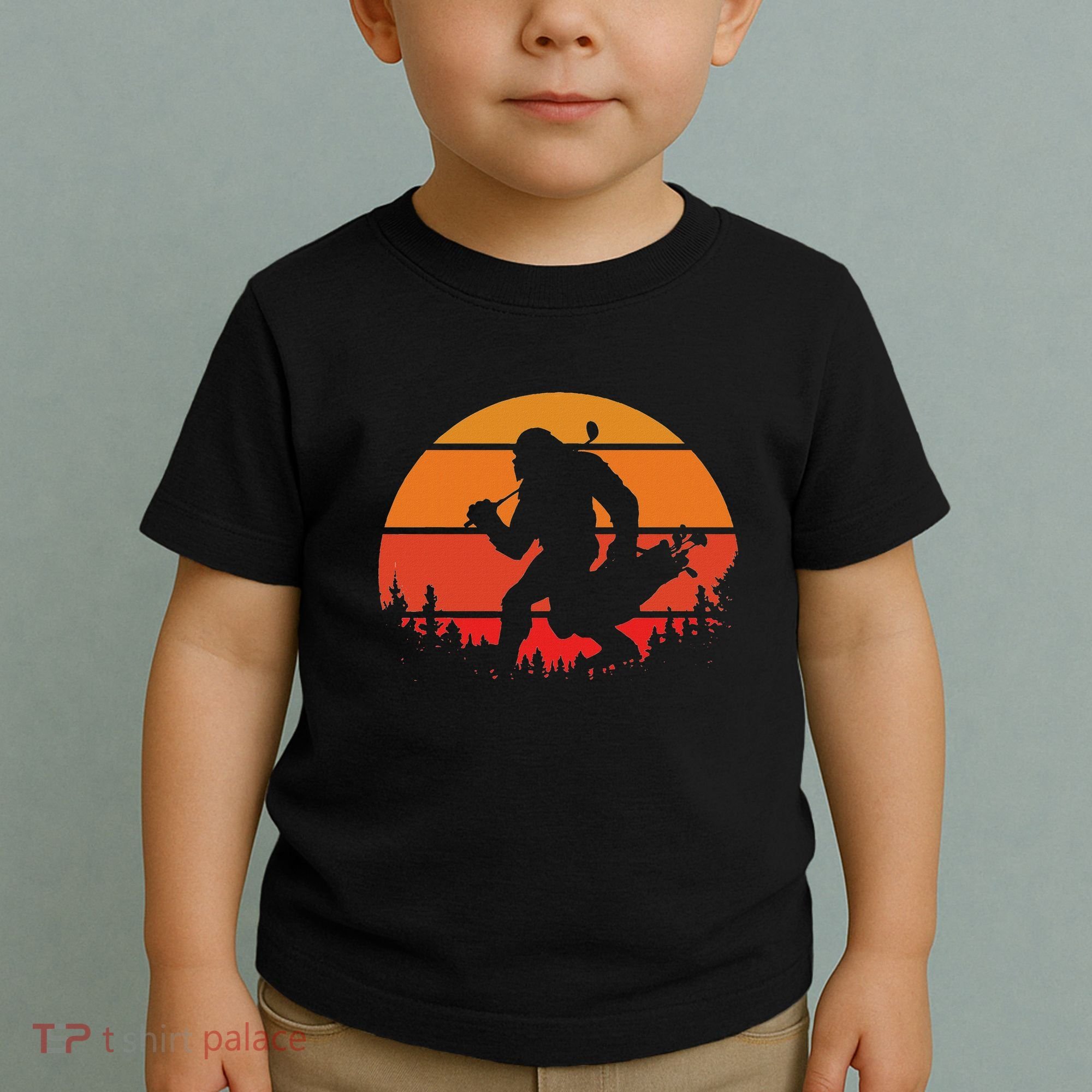 Funny Bigfoot Golf Retro Sasquatch Playing Golf Toddler T-Shirt