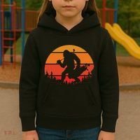 Funny Bigfoot Golf Retro Sasquatch Playing Golf Kids Hoodie thumb 3