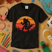 Funny Bigfoot Golf Retro Sasquatch Playing Golf Kids T-Shirt thumb 3