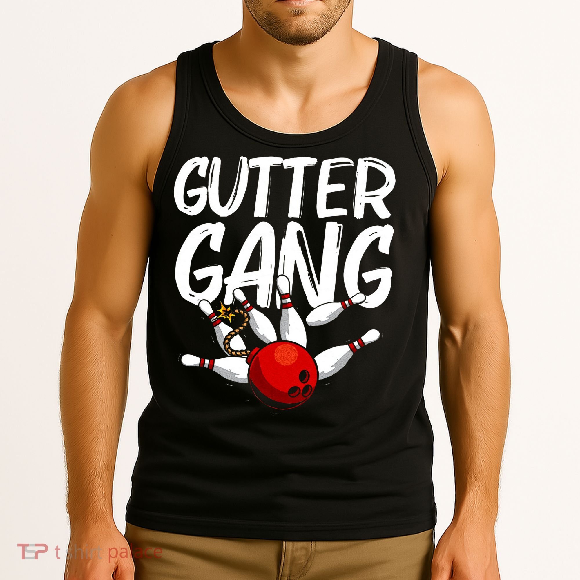 Funny Bowling Gift For Men Women Cool Gutter Gang Bowlers Tank Top