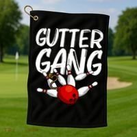 Funny Bowling Gift For Men Women Cool Gutter Gang Bowlers Golf Towel thumb 1