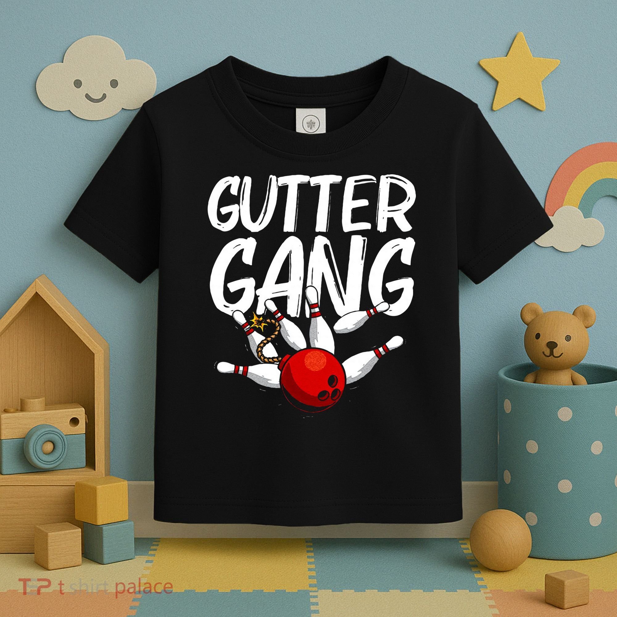 Funny Bowling Gift For Men Women Cool Gutter Gang Bowlers Toddler T-Shirt