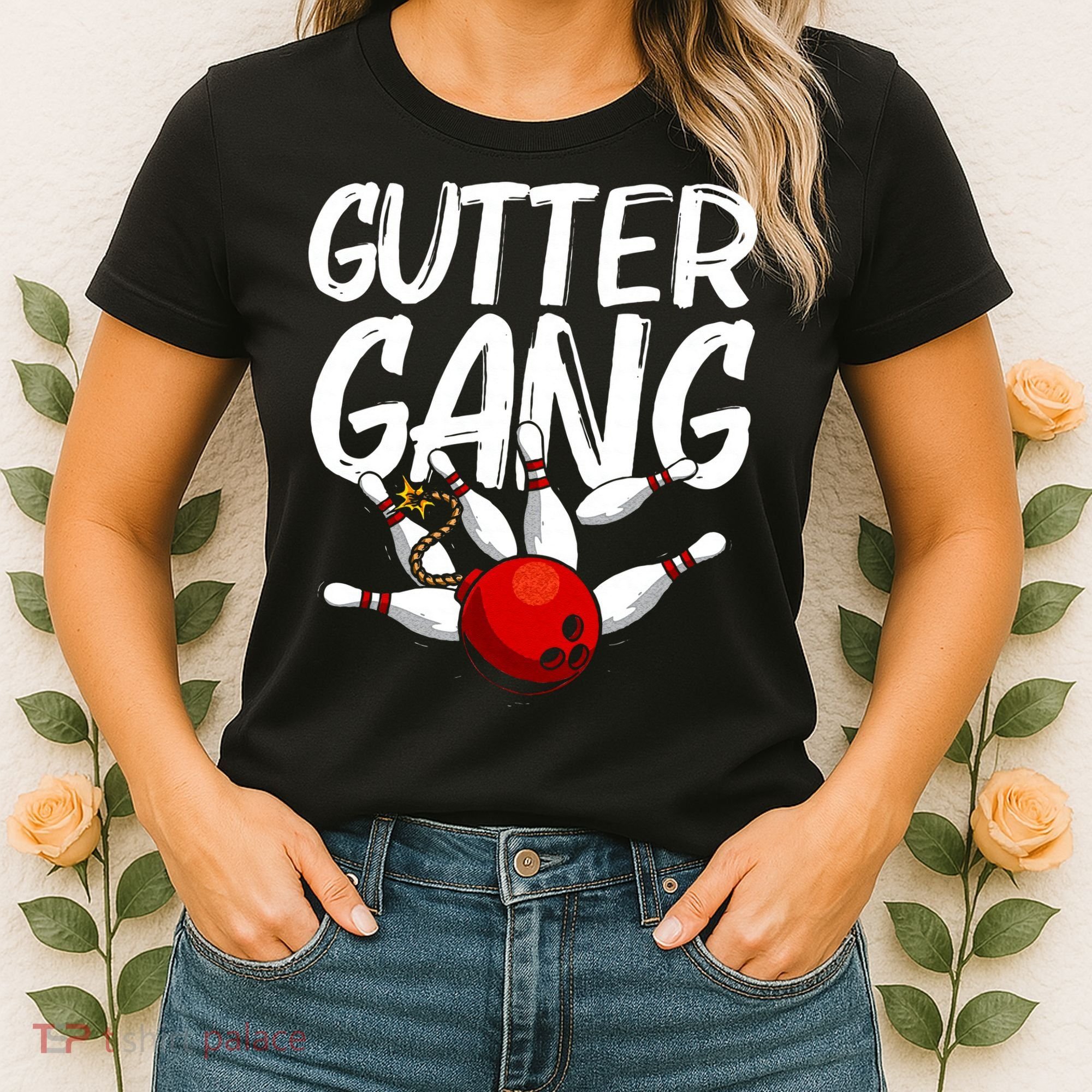 Funny Bowling Gift For Men Women Cool Gutter Gang Bowlers Women's T-Shirt
