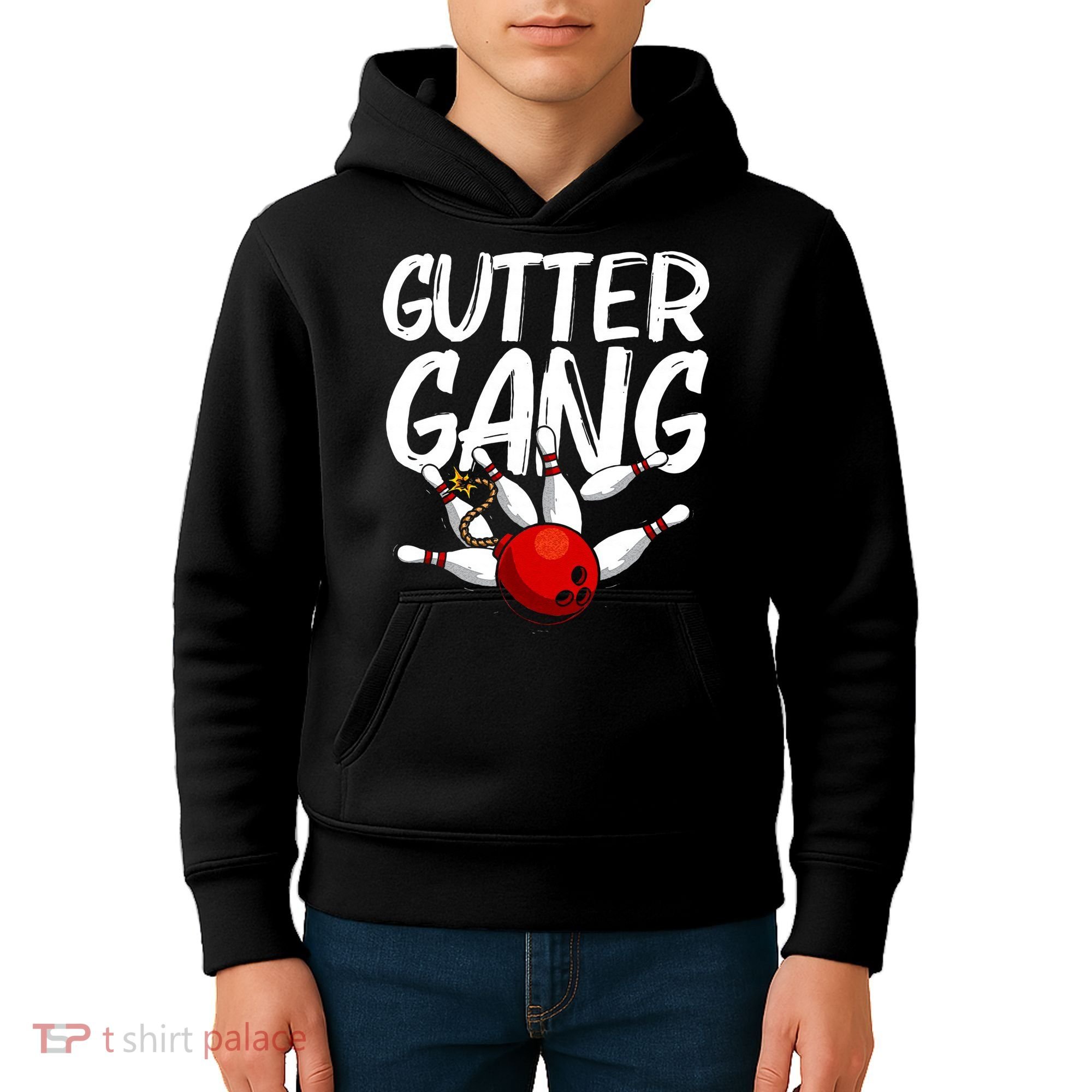 Funny Bowling Gift For Men Women Cool Gutter Gang Bowlers Kids Hoodie
